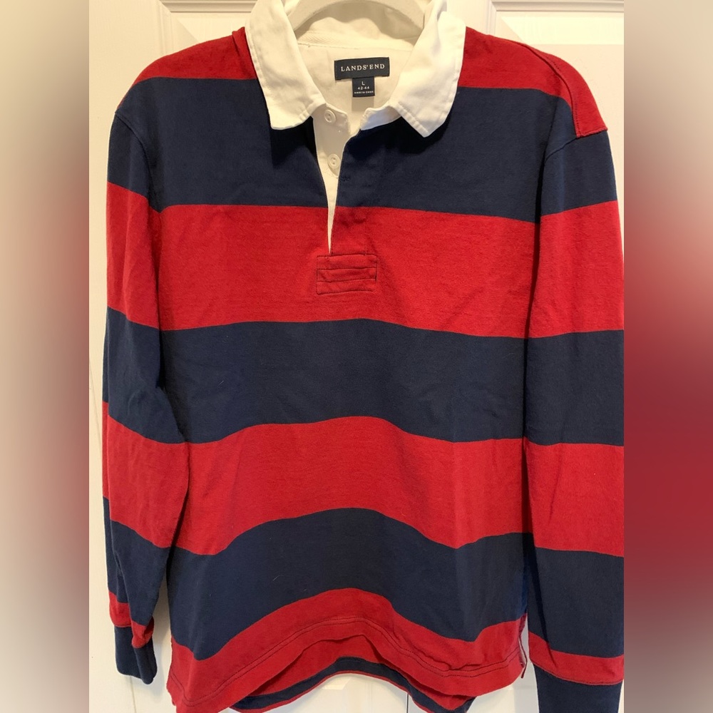 Men’s Lands End Rugby Shirt Large